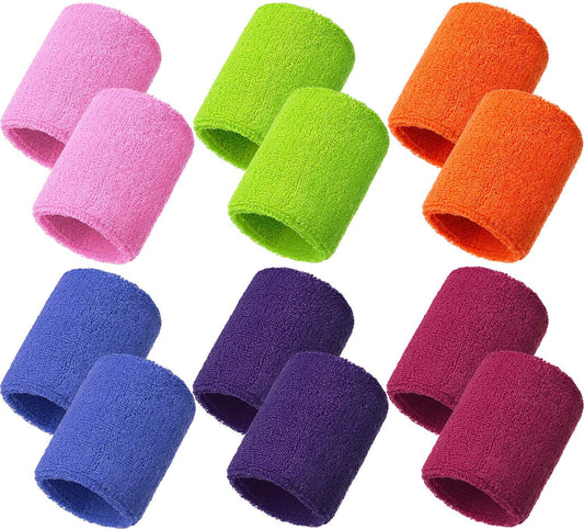 12 Pack Sweatbands Sports Wristband Cotton Sweat Band for Men and Women, Good for Tennis, Basketball, Running, Gym, Working Out