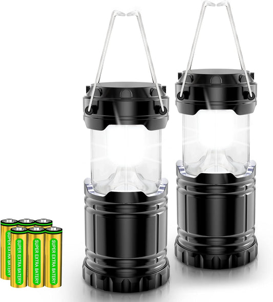 Camping Lantern [2-Pack] Portable Camping Light Battery Powered, Camping Lamp Waterproof Hanging LED Tent Light for Outdoor Hiking Garden Fishing Emergency (Black)