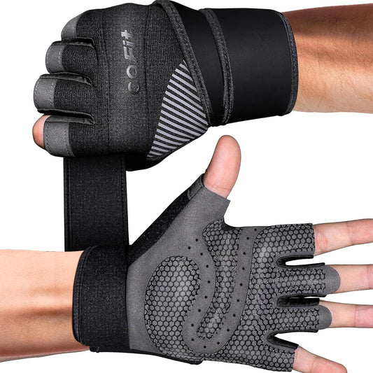 Breathable Workout Gloves, Antislip Weight Lifting Gym Gloves with Wrist Wrap Support for Men Women, Superior Grip & Palm Protection for Weightlifting, Fitness, Exercise, Training
