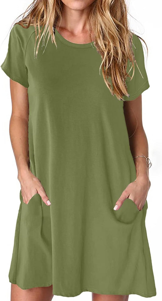 Women'S Casual Loose T Shirt Dresses Short Sleeve Mini Summer Tunic Dress for Women