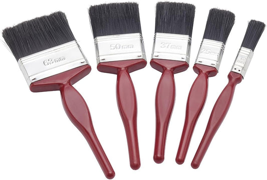5 Pc Mixed Sizes Paint Brush Set for a Smooth Finish with Emulsion, Gloss, Satin on Walls, Ceilings, Woodwork, Metal - 0.5, 1, 1.5, 2 & 2.5 Inch Paint Brushes for Wood, Plasterboard