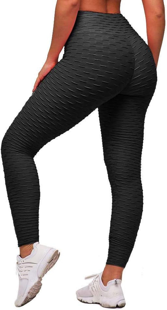 Women'S Honeycomb Waffle Leggings Ruched Butt Lift High Waisted Chic Sport Tummy Control plus Size Workout Gym Yoga Stretchy Pants