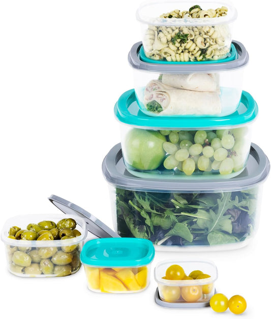 7Pc Nesting Stackable Food Storage Containers Box with Airtight Lids BPA Free Lunch Snack Meal Boxes Kitchen Reusable Organiser Portion Control