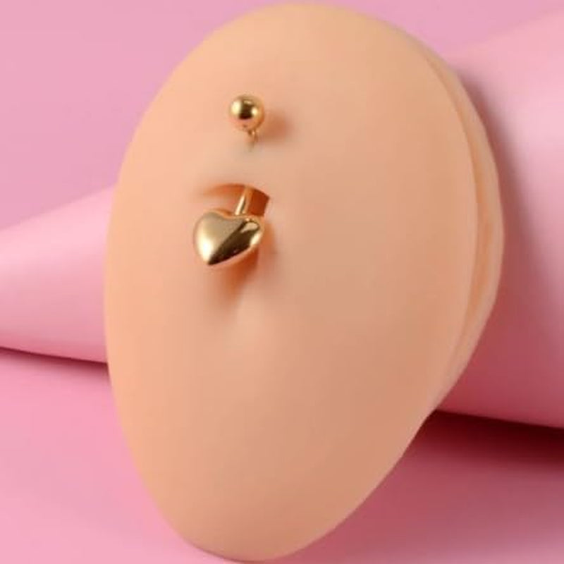14 Gauge Belly Button Rings Stainless Steel Heart Dangle Triple Diamond CZ Belly Button Bar 10MM Navel Piercing for Women Belly Piercing