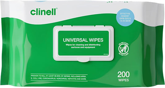 Clinell Universal Cleaning and Disinfectant Wipes for Surfaces (BCW200) - the Original Pack of 200 Regular Wipes - Multi Purpose Wipes, Kills 99.99% of Germs, Effective from 10 Seconds