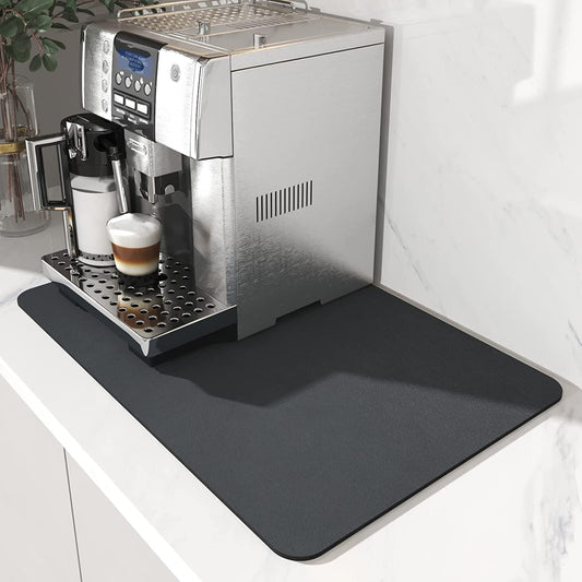 -Coffee Mat Hide Stain Rubber Backed Absorbent Dish Drying Mat for Kitchen Counter-Coffee Bar Accessories Fit under Coffee Maker Coffee Machine Coffee Pot Espresso Machine Dish Rack