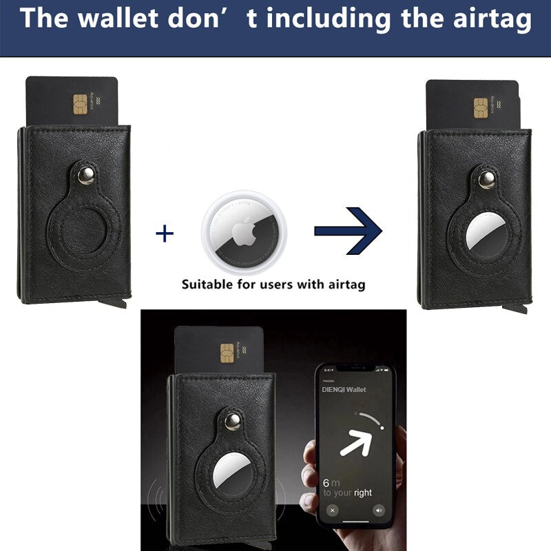 Rfid Credit Card Holder Wallet for Apple Airtag Men Bank Cardholder Case Rfid Slim Airtag Purse Smart Air Tag Wallet